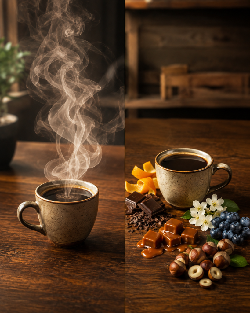 Kahvede nota ve aroma farkını gösteren specialty coffee görseli