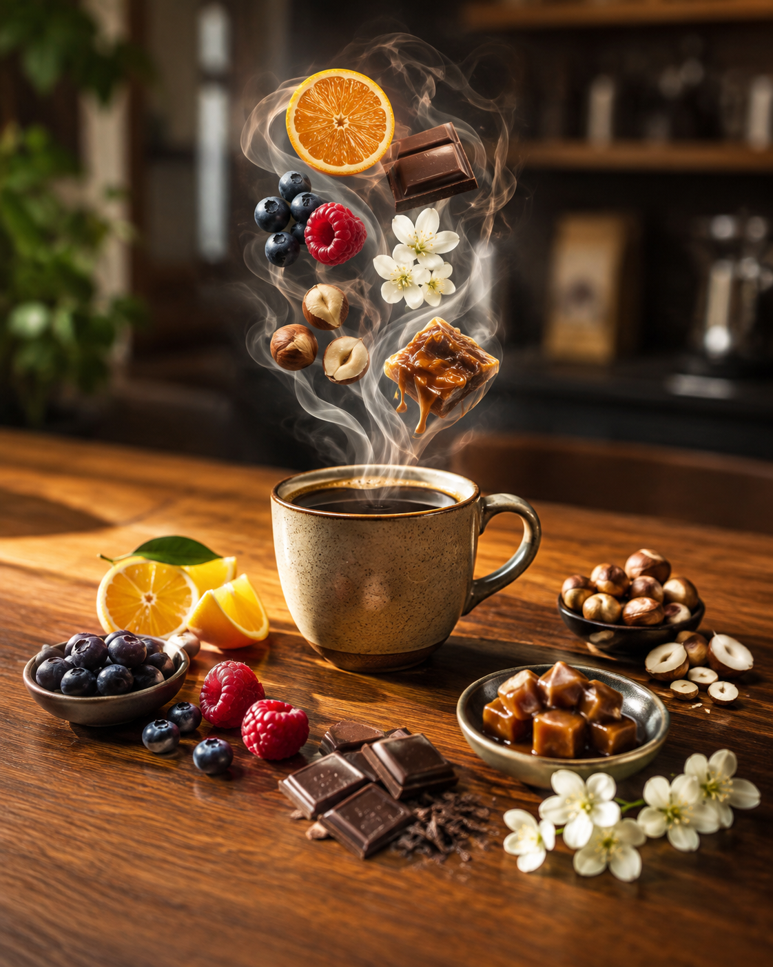 Kahvede nota ve aroma farkını gösteren specialty coffee görseli